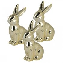 Easter bunny decoration Easter bunny gold bunny sitting H12cm 3pcs