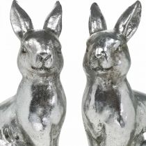 Deco rabbit sitting Easter decoration silver vintage H17cm 2pcs