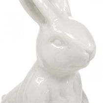 Ceramic bunny sitting white Easter bunny Easter decoration H14.5cm 3pcs