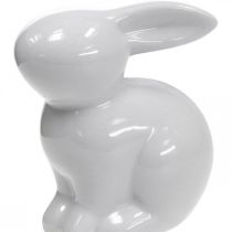 Decorative hare ceramic white Easter bunny sitting H8.5cm 4pcs