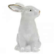 Product Ceramic Bunny Easter Decoration White Gold Easter Bunny H7.5cm 4pcs