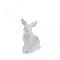 Product Ceramic Bunny Easter Decoration White Gold Easter Bunny H7.5cm 4pcs