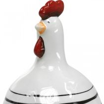 Decorative chicken black and white striped ceramic figure Easter H17cm 2pcs