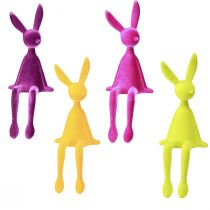 Product Easter Bunny Shelf Sitters, Colorfully Flocked, 28cm, 4 Pieces