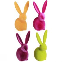 Product Small Sitting Easter Bunnies, Colorfully Flocked, 13cm, 8 Pieces