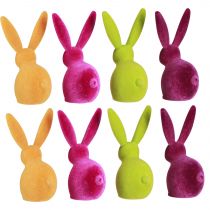 Product Small Sitting Easter Bunnies, Colorfully Flocked, 13cm, 8 Pieces
