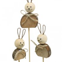 Bunny flower stick wood rust Easter Bunny decoration natural 8cm 9pcs
