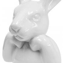 Deco rabbit white, bust rabbit head, ceramic H21cm