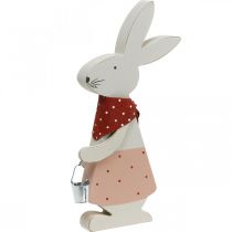 Product Bunny girl, spring decoration, wooden bunny with a bucket, Easter bunny