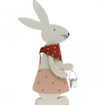 Product Bunny girl, spring decoration, wooden bunny with a bucket, Easter bunny