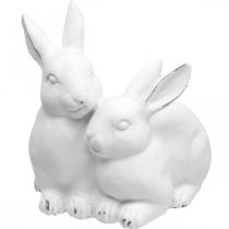 Mother bunny with child vintage look ceramic white 15.5×15×18cm