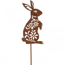 Product Garden Stake Rust Bunny Flower Pattern Garden Decoration Easter 9×15cm