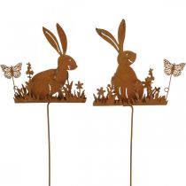 Product Bunny flower plug rust decorative plug metal Easter 11cm 4pcs