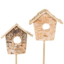 Product Decorative birdhouse, birch, 5cm, flower stakes, 4 pieces