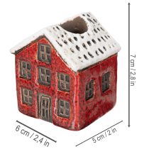 Product Ceramic candle holder, decorative house with snow for table decoration, 7cm, 2 pieces