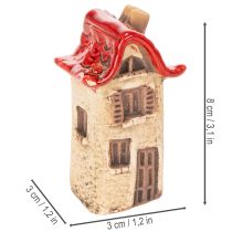 Product Ceramic House Decoration Set Small Houses with Red Roof 8cm 2pcs