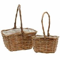 Handle basket natural 24cm / 16cm, set of 2