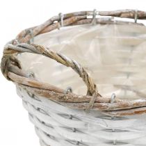 Plant basket, basket with handles, decorative basket round white H9.5cm Ø20cm