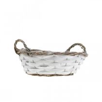 Product Planting basket, decorative basket, white with handles, 25cm