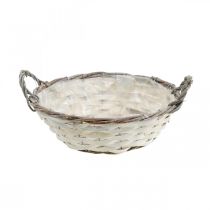 Decorative basket for planting, round planting basket, white H9.5cm, Ø29.5cm