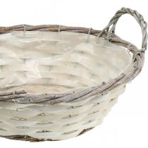 Product Decorative basket, planter, white, round, shabby chic, plant pot, flower basket, Ø29.5cm