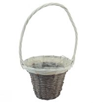 Product Willow basket with handle, grey and white, Ø29cm, gift, flower decoration