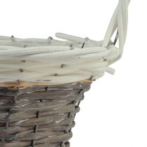 Product Willow basket with handle, grey and white, Ø29cm, gift, flower decoration