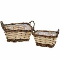 Planter decorative basket, square, natural color 21 × 16/16 × 13cm, set of 2