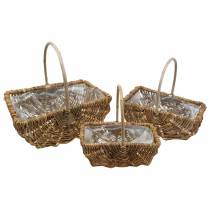 Handle basket rectangular nature 34×26/29×20/24×15cm set of 3