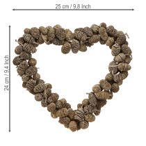 Product Heart decoration cone heart alder cone white washed 24cm