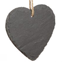 Product Heart made of slate Slate heart for hanging Black 10cm 6pcs