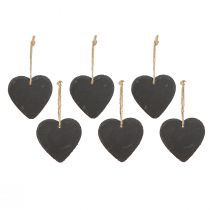 Product Heart made of slate Slate heart for hanging Black 10cm 6pcs