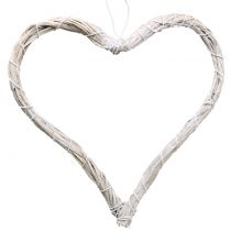 Bast heart to hang white 20cm 6pcs
