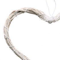 Bast heart to hang white 20cm 6pcs