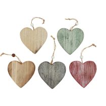 Product Wooden Hearts Decorative Hearts White Colored Vintage Wood 10pcs