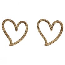 Product Heart deco sprinkles hearts wood table decoration gold 5cm 48pcs