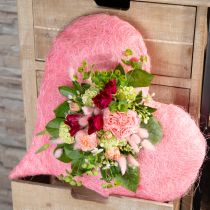 Product Heart decoration with sisal fibers light pink sisal heart 40x40cm