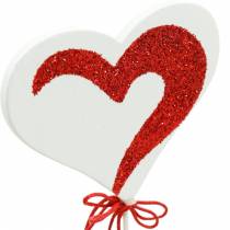 Heart on a Stick Red, White Decorative Heart Decorative Sticks Valentine&#39;s Day 16St