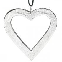 Product Heart to hang, metal decoration, Christmas, wedding decoration silver 11 × 11cm