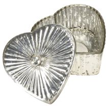 Product Heart-shaped tin with lid, glass tin with heart, champagne, 15.5 x 15 x 10 cm