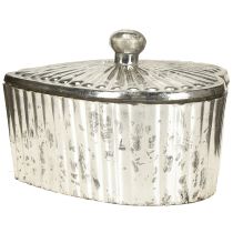 Product Heart-shaped tin with lid, glass tin with heart, champagne, 15.5 x 15 x 10 cm