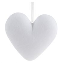 Product Hearts flocked to hang 15cm white 4pcs