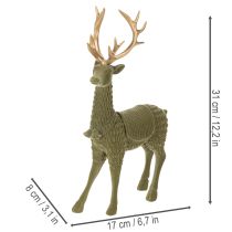 Product Decorative deer standing figure, flocked with antlers, 31cm