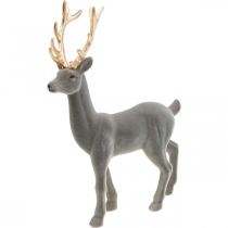 Decorative deer decorative figure decorative reindeer flocked gray H37cm