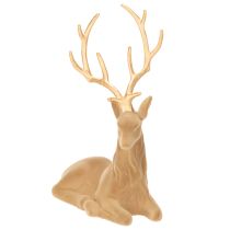 Product Decorative figurine of a reclining deer with antlers, flocked decoration, 58cm