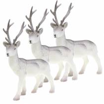 Product Decorative Reindeer White with Glitter – Winter Christmas Decoration 20cm 3pcs