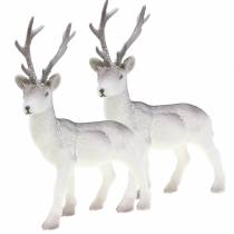 Product Decoration deer flocked/snowed 27,5cm 2pcs
