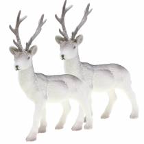 Product Decoration deer flocked/snowed 27,5cm 2 pcs
