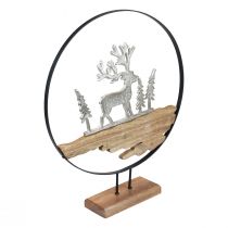 Product Deer decoration ring decoration stand metal wood silver Ø38cm