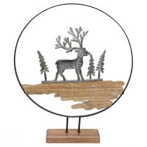 Product Deer decoration ring decoration stand metal wood silver Ø38cm